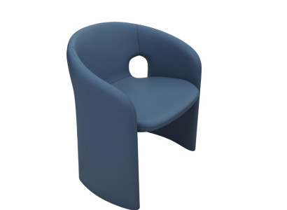 Moderner Blauer Esszimmerstuhl Designer Rückenlehne Sitzsessel