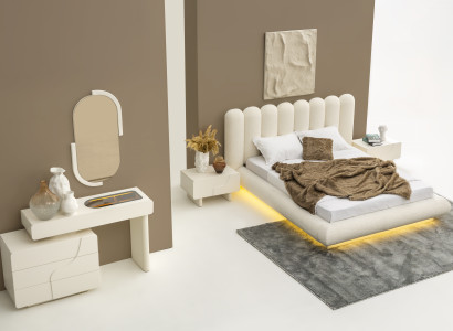 Elegantes 5-tlg. Schlafzimmer-Set – Bett, 2 Nachttische & Spiegel