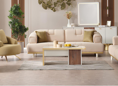 Luxuriöse Wohnzimmer Sofagarnitur Designer Sessel 3-Sitzer Sofas