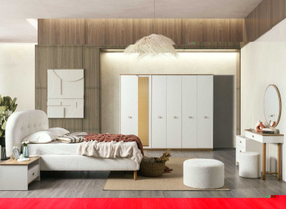 Bett Nachttisch Kleiderschrank Schminktisch Spiegel Hocker Stil modern