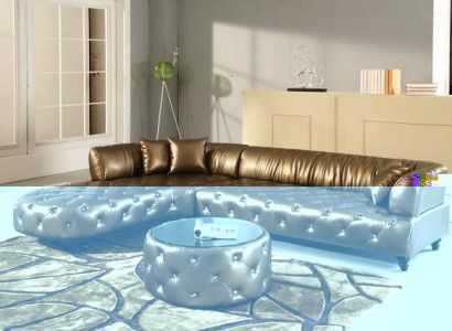 Chesterfield Luxus Wohnlandschaft Couch Polster Garnitur Ledersofa Sofa Ecksofa