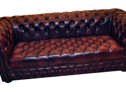 CHESTERFIELD SOFA COUCH LEDERSOFA 3 SITZER POLSTER GARNITUR WILLIAM III