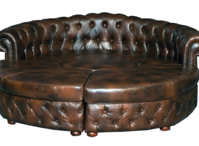 Chesterfield Rundsofa Ledersofa Runde Sofa XXL Wohnlandschaft Eckcouch Ecksofa