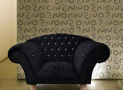 Leder Chesterfield-Sofa in Braun mit Stoff-Details