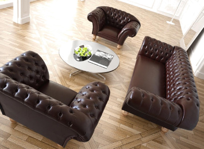 Leder Chesterfield-Sofa in Braun modern elegante Design
