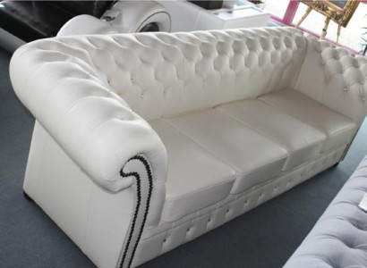 Chesterfield Luxus Couch Sofa mit Kristallsteinen Vollleder Polster Garnitur NEU
