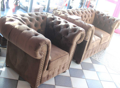 Chesterfield Sofa Textil Sofagarnitur Designer Polster Sitz Couch 3+2+1 2017-29