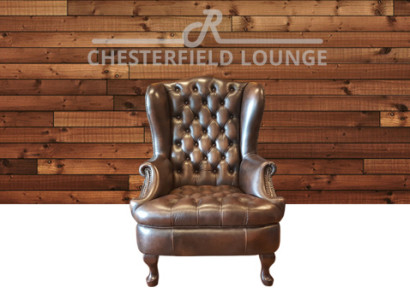 Chesterfield Ohrensessel Sessel Polster Fernseh Couch Büro 100% Echtes Leder