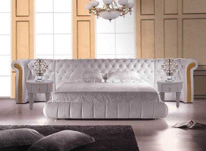 Chesterfield Doppelbett Designer Polster Doppel Ehe Bett Betten XXL Leder S-9056