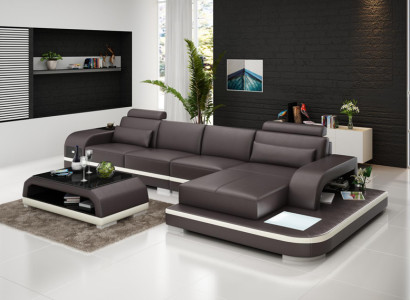 Ledersofa Couch Wohnlandschaft Ecksofa Eck Garnitur Design Modern Sofa G8013C