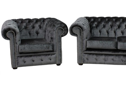 Chesterfield Polster Sofas Klassischer Schaffhau 3 + 1 Sitzer + Ohrensessel 446