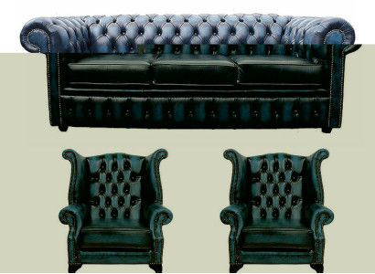 Chesterfield Polster Sofas Klassischer Schaffhau 3 Sitzer + 2 Ohrensessel 460