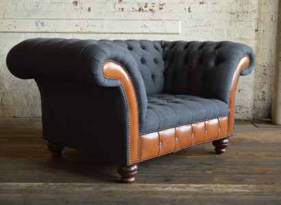 Chesterfield Sessel Fernseh Design Polster Sofa Couch Chesterfield Textil 371