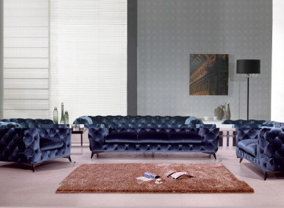 Chesterfield Polster Couch Textil Sofa Couch Garnituren Edle Design Klasse Neu