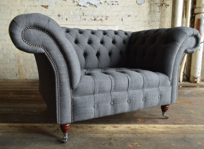 Chesterfield Sessel Fernseh Design Polster Sofa Couch Chesterfield Textil 370