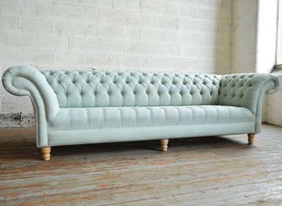 XXL Big Sofa Couch Chesterfield 245cm Polster Sofas 4 Sitzer Leder Textil  #316