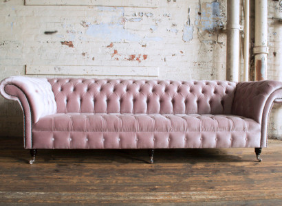 XXL Big Sofa Couch Chesterfield 245cm Polster Sofas 4 Sitzer Leder Textil  #319