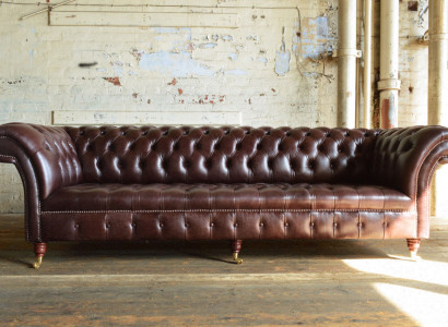 XXL Big Sofa Couch Chesterfield 245cm Polster Sofas 4 Sitzer Leder Textil  #322