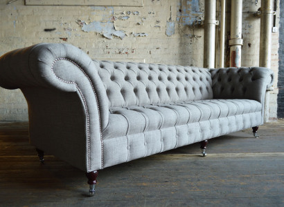 XXL Big Sofa Couch Chesterfield 245cm Polster Sofas 4 Sitzer Leder Textil  #307