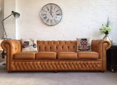 XXL Big Sofa Couch Chesterfield 245cm Polster Sofas 4 Sitzer Leder Textil  1987