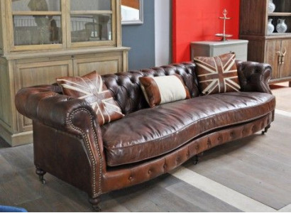 XXL Big Sofa Couch Chesterfield 245cm Polster Sofas 4 Sitzer Leder Textil  #309