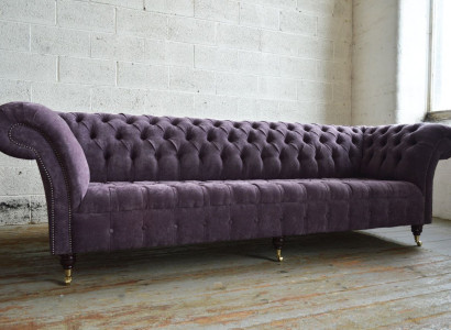 XXL Big Sofa Couch Chesterfield 245cm Polster Sofas 4 Sitzer Leder Textil  #311