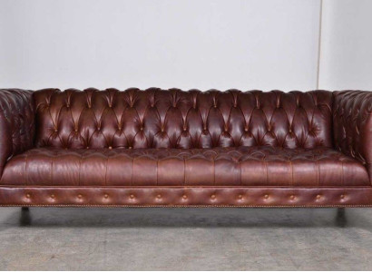 XXL Big Sofa Couch Chesterfield 240cm Polster Sofas 4 Sitzer Leder Vintage #266