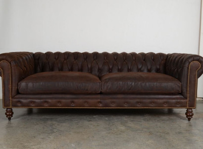 XXL Big Sofa Couch Chesterfield 240cm Polster Sofas 4 Sitzer Leder Vintage #274