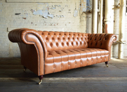 Chesterfield Design Polster Couch Leder Sofa Garnitur Luxus Textil Sofas #164