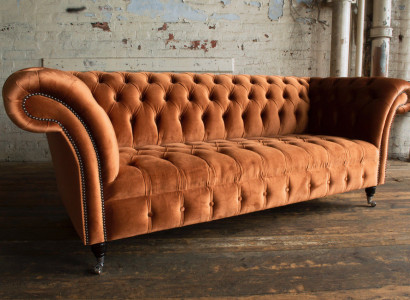 Chesterfield Design Polster Couch Leder Sofa Garnitur Luxus Textil Sofas #160