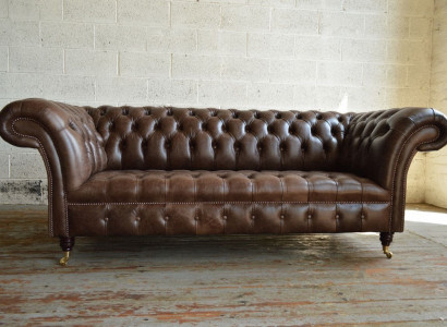 Chesterfield Design Polster Couch Leder Sofa Garnitur Luxus Textil Sofas #134