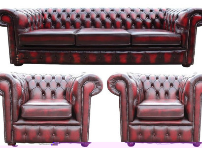 Chesterfield Leder Couch Design Luxus Sofagarnitur Sofa Polster 3+1+1 Sitzer Neu