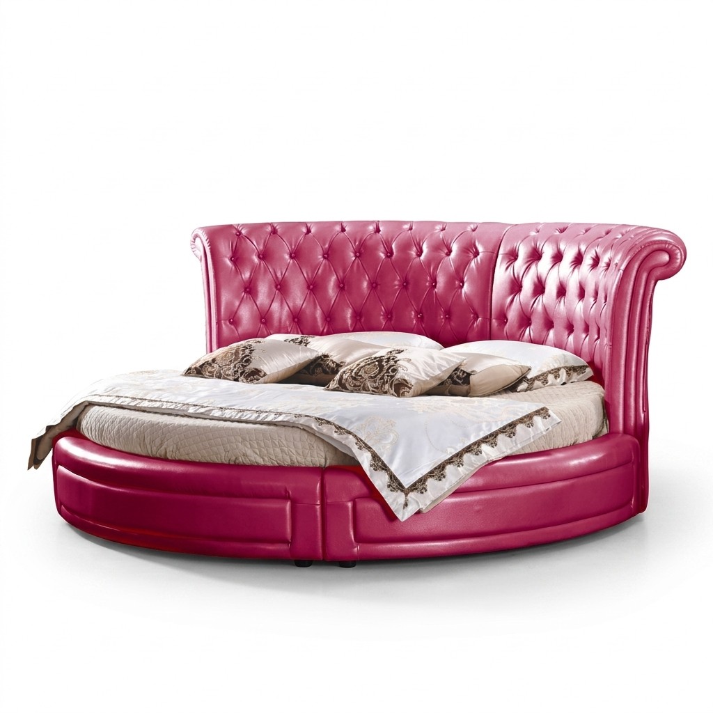Rundes Klassisches Bett Chesterfield Betten Polster Runde Betten Leder