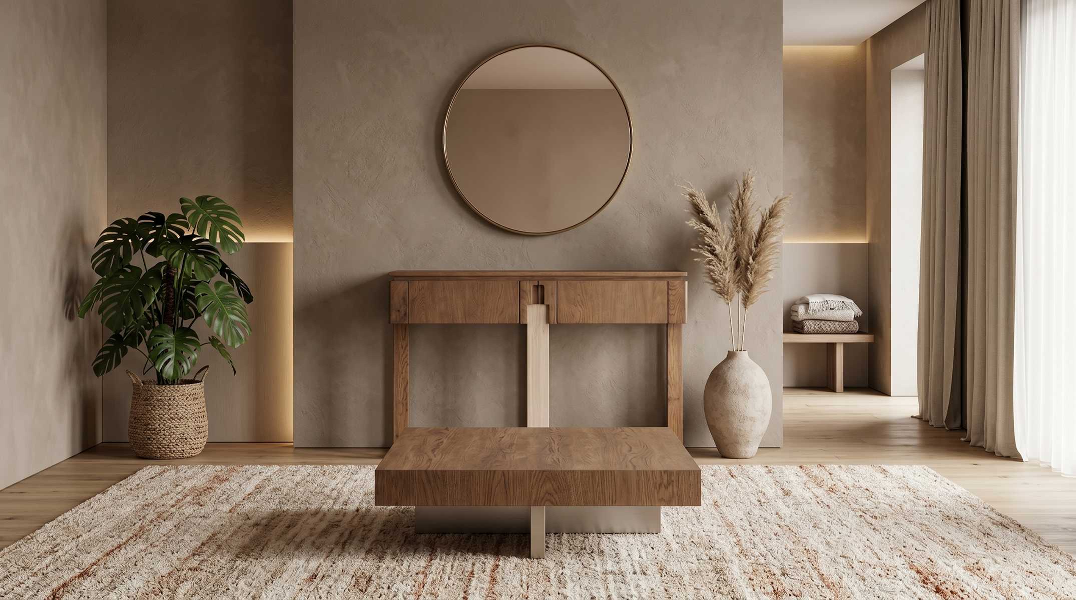 Wohnzimmer Set Konsolentisch Spiegel Couchtisch Moderner Stil Elegant