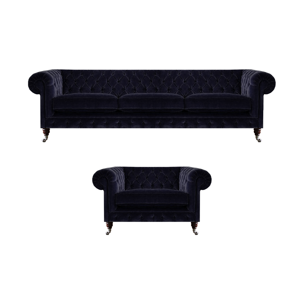 Wohnzimmer Set 2tlg Sofagarnitur Dreisitzer Sofa Sessel Einrichtung Chesterfield