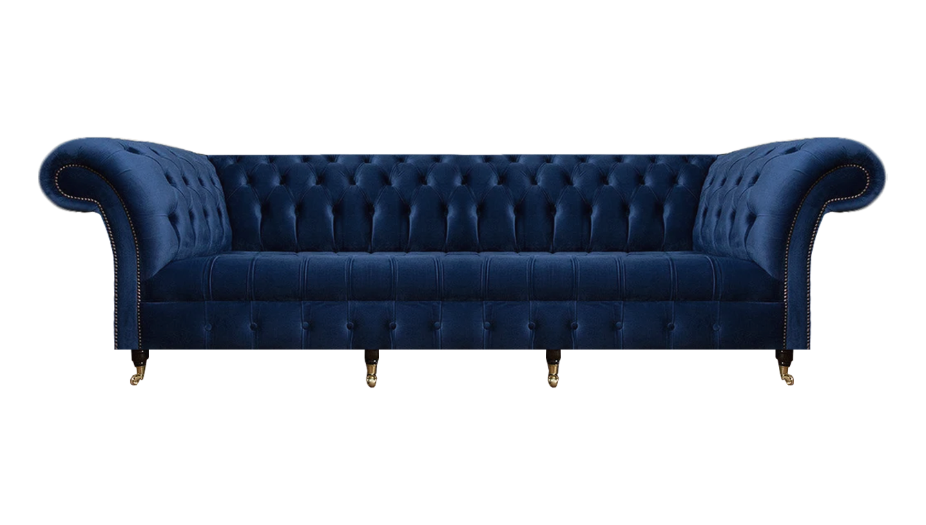 Wohnzimmer Sofa Viersitzer Couch Polstermöbel Blau Luxus Chesterfield
