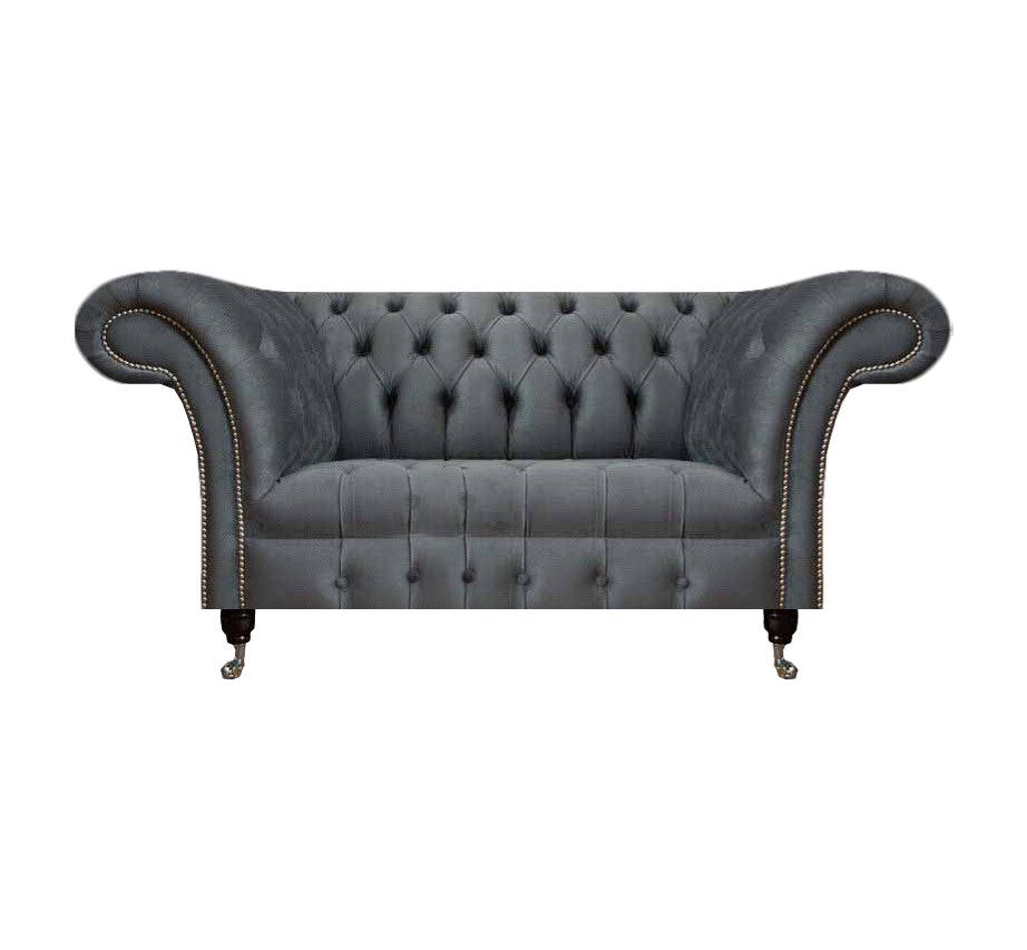 Wohnzimmer Grauer Chesterfield 2-Sitzer Designer Polstermöbel Zweisitzer