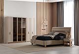 Beige Schlafzimmer Garnitur Doppelbett 2x Nachttische Kleiderschrank
