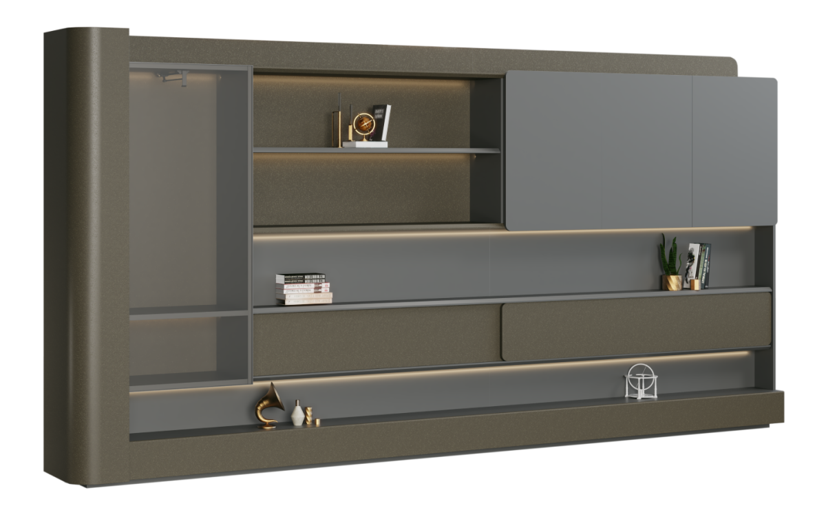 Grauer Büroschrank Luxuriöse Arbeitszimmer Schränke Glasschrank